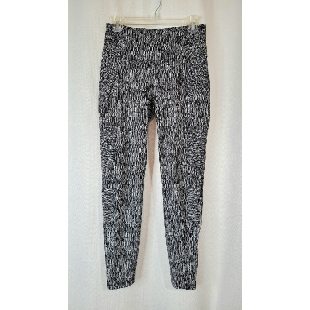 Athleta Delancey Textured Moto Tight Black White Print Leggings Womens Sz S